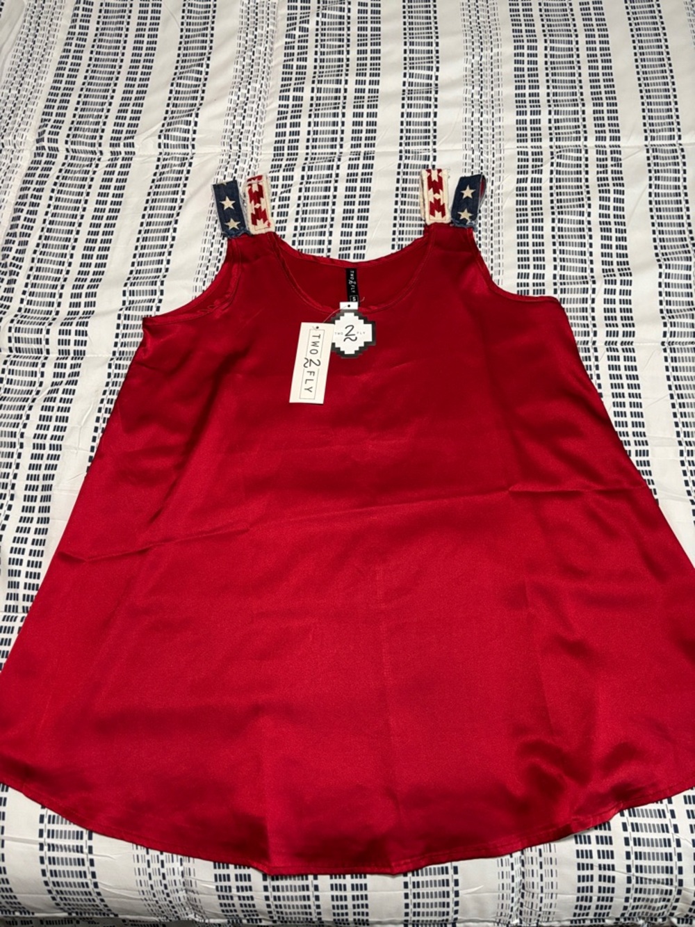Satin Red Women's Camisole with Star-Pattern Straps